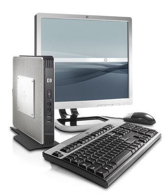 HP Thin Client, una especie de modem al cual se le conecta un monitor y los periféricos